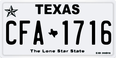 TX license plate CFA1716