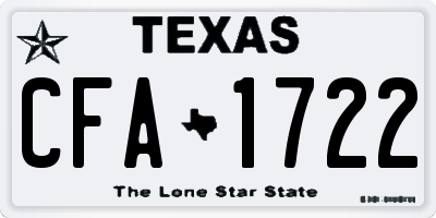 TX license plate CFA1722