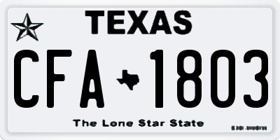 TX license plate CFA1803