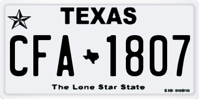 TX license plate CFA1807
