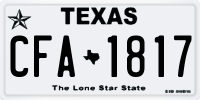 TX license plate CFA1817