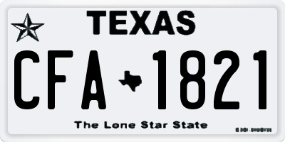 TX license plate CFA1821