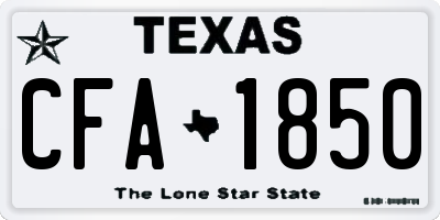 TX license plate CFA1850