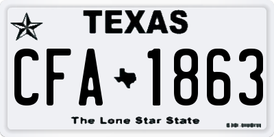 TX license plate CFA1863