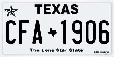 TX license plate CFA1906