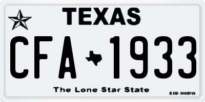 TX license plate CFA1933