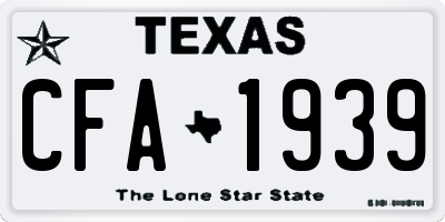 TX license plate CFA1939