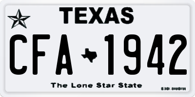 TX license plate CFA1942