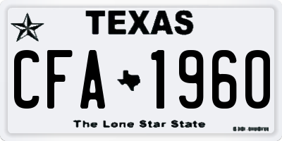 TX license plate CFA1960