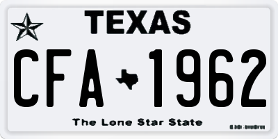 TX license plate CFA1962
