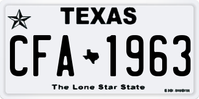TX license plate CFA1963
