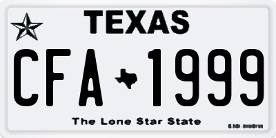 TX license plate CFA1999