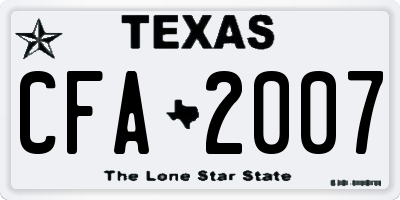 TX license plate CFA2007