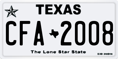 TX license plate CFA2008