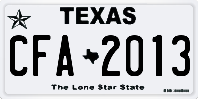TX license plate CFA2013