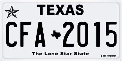 TX license plate CFA2015