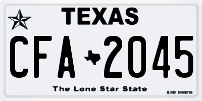 TX license plate CFA2045