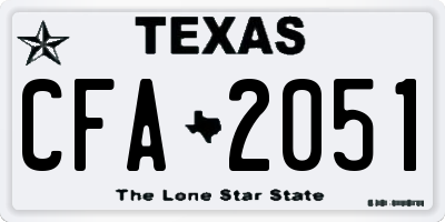 TX license plate CFA2051