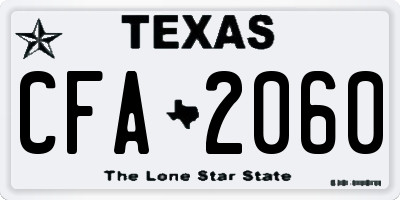 TX license plate CFA2060