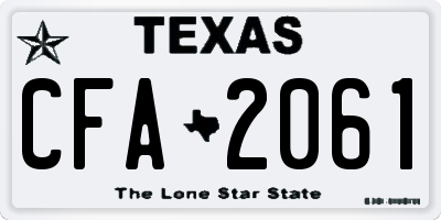 TX license plate CFA2061