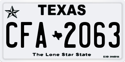 TX license plate CFA2063