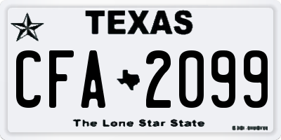 TX license plate CFA2099
