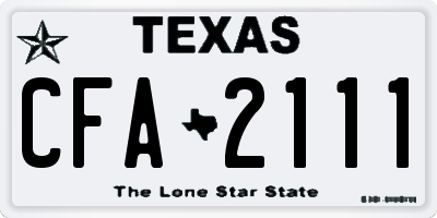 TX license plate CFA2111
