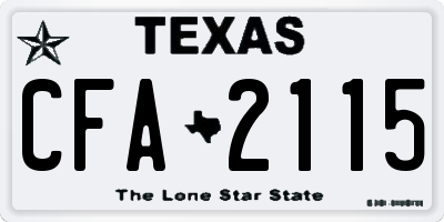 TX license plate CFA2115