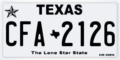 TX license plate CFA2126