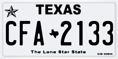 TX license plate CFA2133