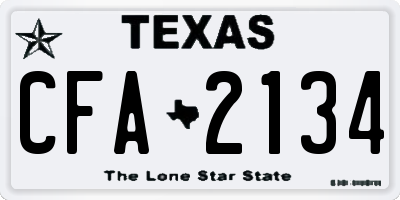 TX license plate CFA2134