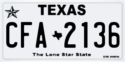 TX license plate CFA2136