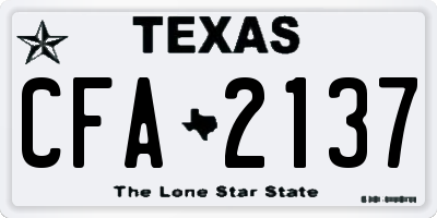TX license plate CFA2137