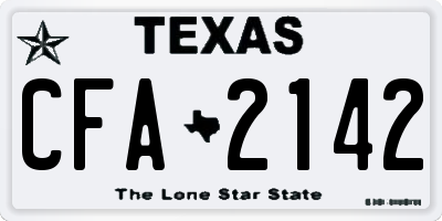 TX license plate CFA2142