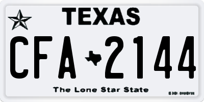 TX license plate CFA2144