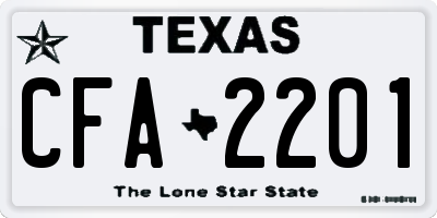 TX license plate CFA2201