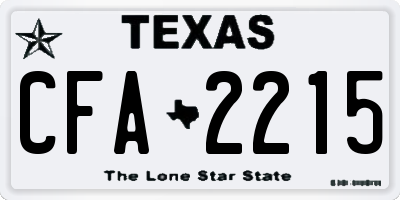 TX license plate CFA2215