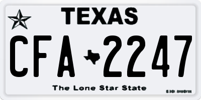 TX license plate CFA2247