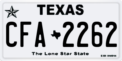 TX license plate CFA2262