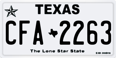 TX license plate CFA2263