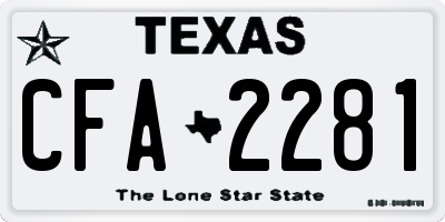 TX license plate CFA2281