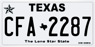 TX license plate CFA2287
