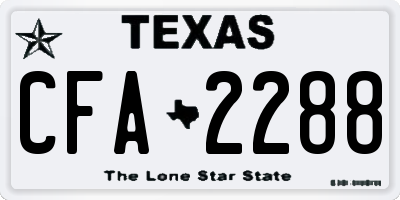 TX license plate CFA2288