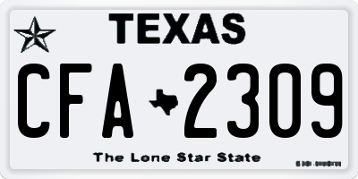 TX license plate CFA2309
