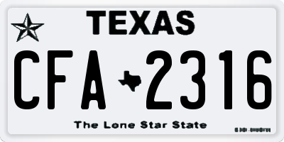 TX license plate CFA2316