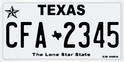 TX license plate CFA2345