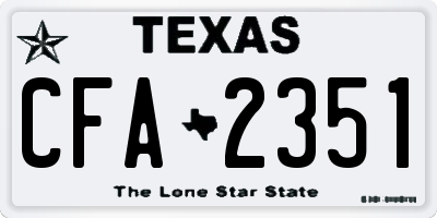 TX license plate CFA2351