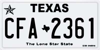 TX license plate CFA2361