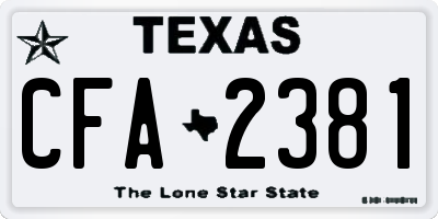 TX license plate CFA2381