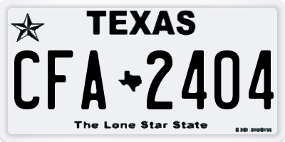 TX license plate CFA2404